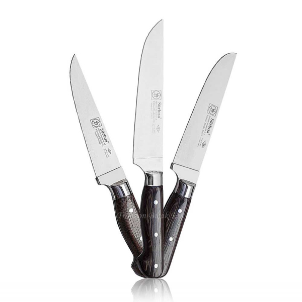 Sürmene Sürbısa El Yapımı 3 Parça Ahşap Saplı Kasap Kurban Bıçak Seti