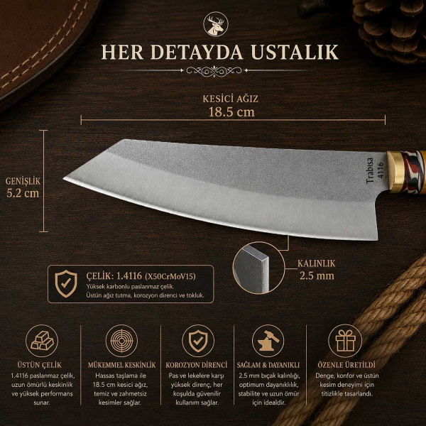Sürmene El Yapımı Bunka Şef Bıçağı