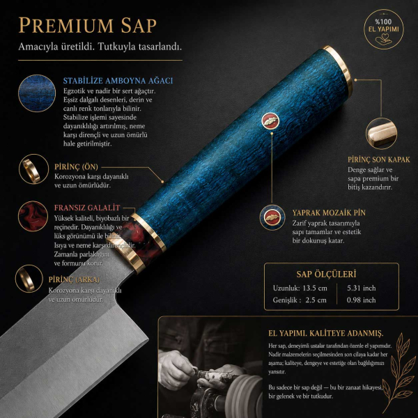Sürmene El Yapımı N690 Santoku Şef Bıçağı