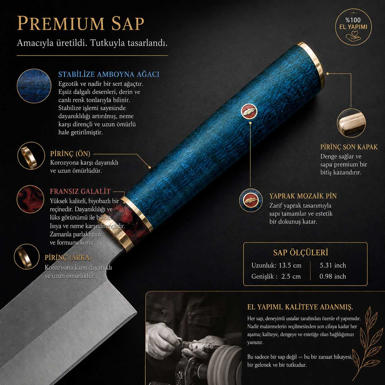 Sürmene El Yapımı N690 Santoku Şef Bıçağı