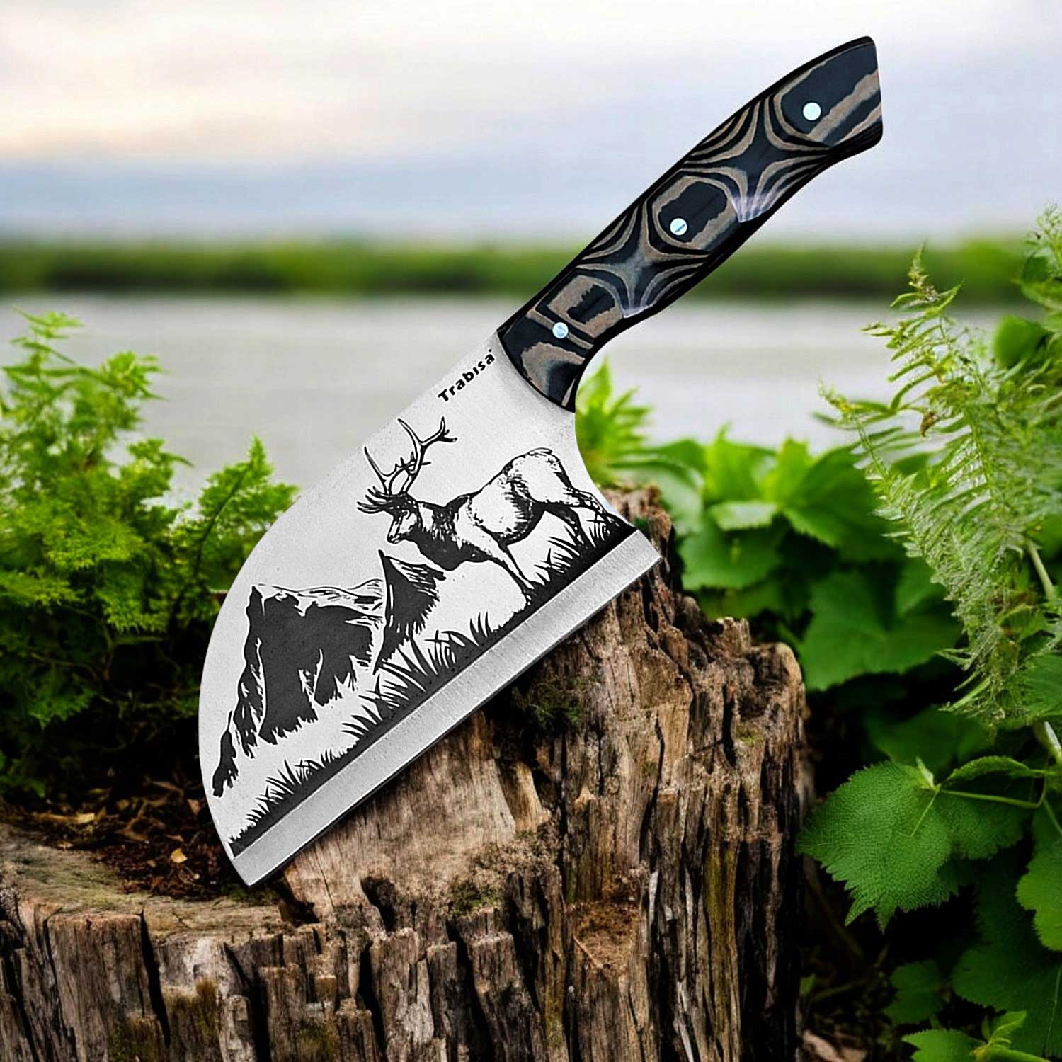 Sürmene Trabısa El Yapımı Almazan Kamp Bıçağı Paslanmaz Çelik Verzalit Sap Çok Amaçlı 15 cm